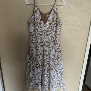 Dress the Population White Lace Midi Dress
